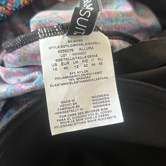 NWT Miraclesuit Allura Swim Tankini Top in Romani Size 10 Multicolor Geometric - Picture 7 of 8